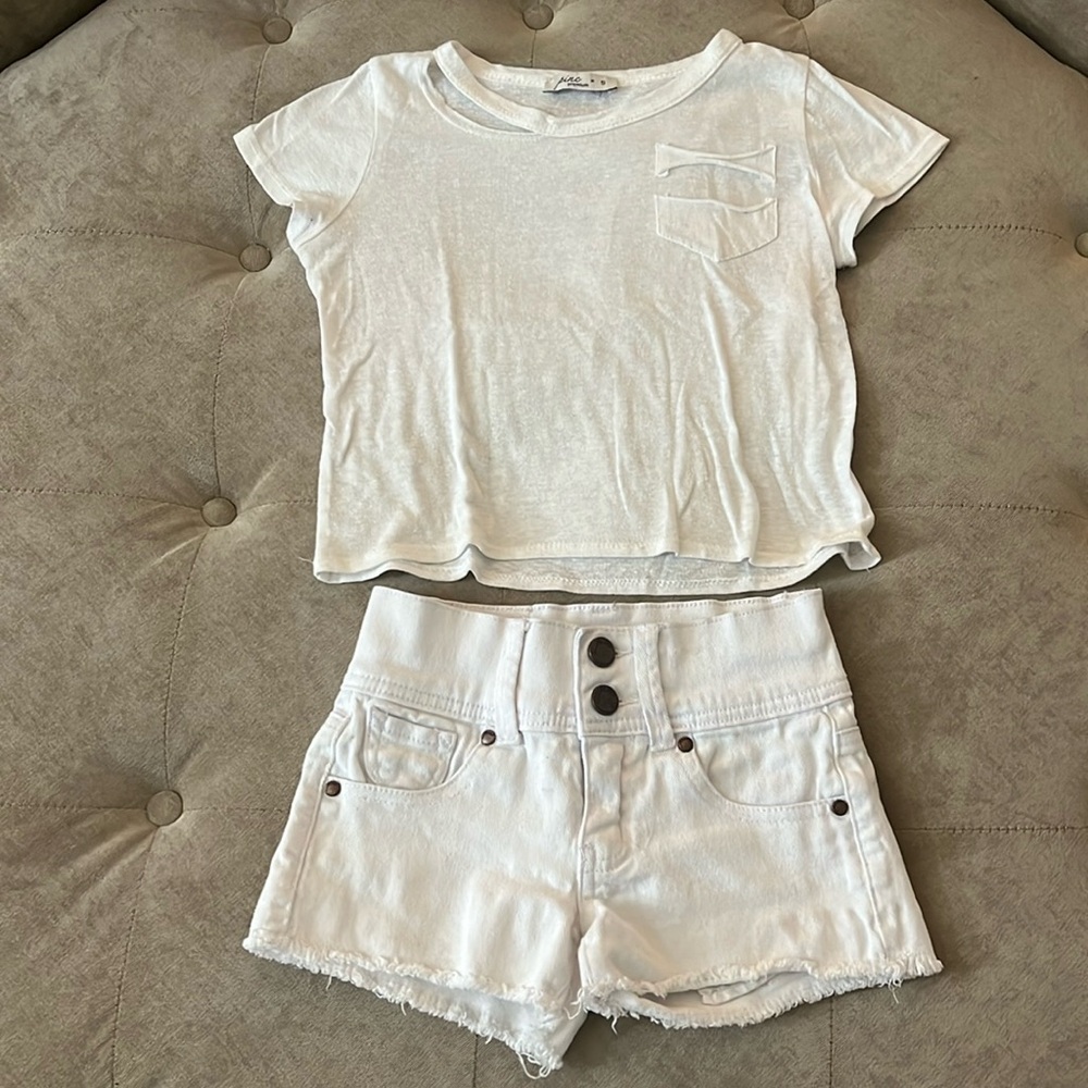 Pinc premium top and jean shorts
